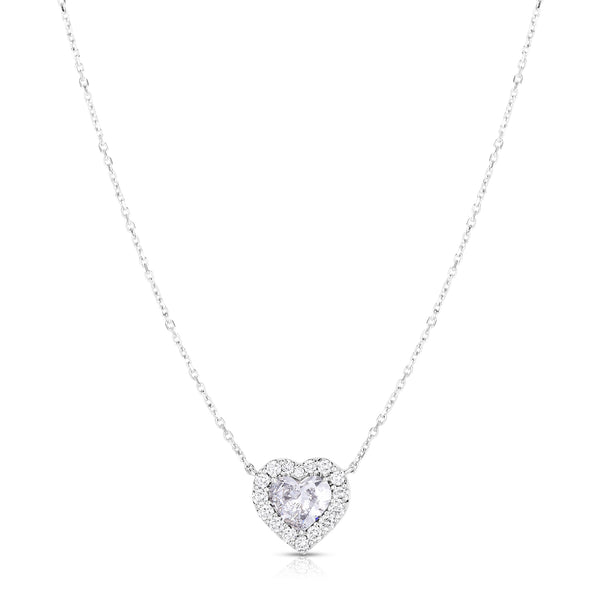 Heart Shape Halo Diamond Pendant - Malka