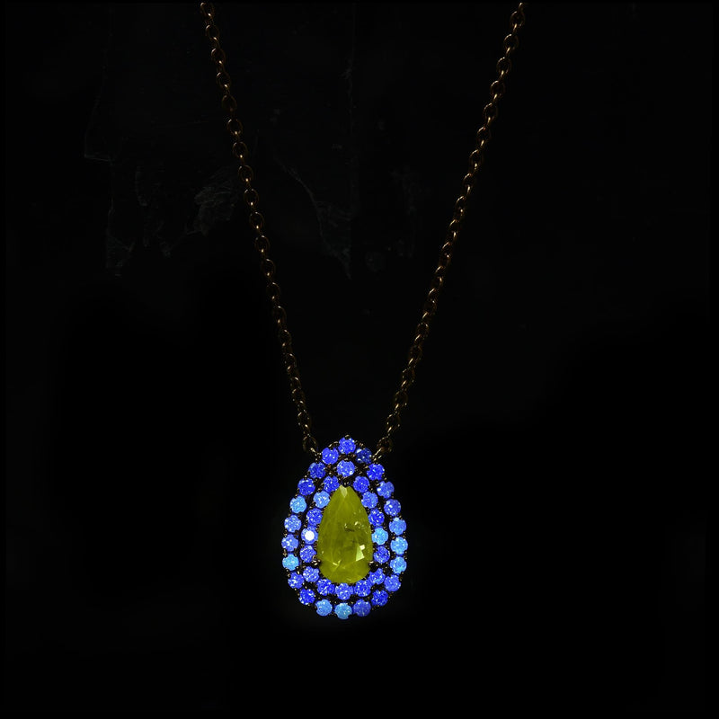 Pear Shape Double Halo Diamond Pendant - Malka