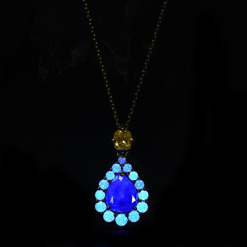 Pear Shape Halo Diamond Drop Pendant - Malka