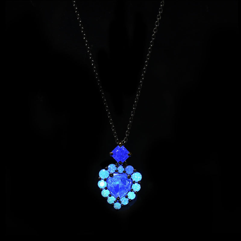 Radiant and Heart Shape Halo Diamond Drop Pendant - Malka