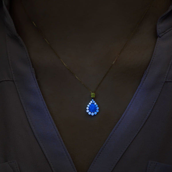 Pear Shape Halo Diamond Drop Pendant - Malka
