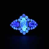 Diamond Halo Three Stone Ring - Malka