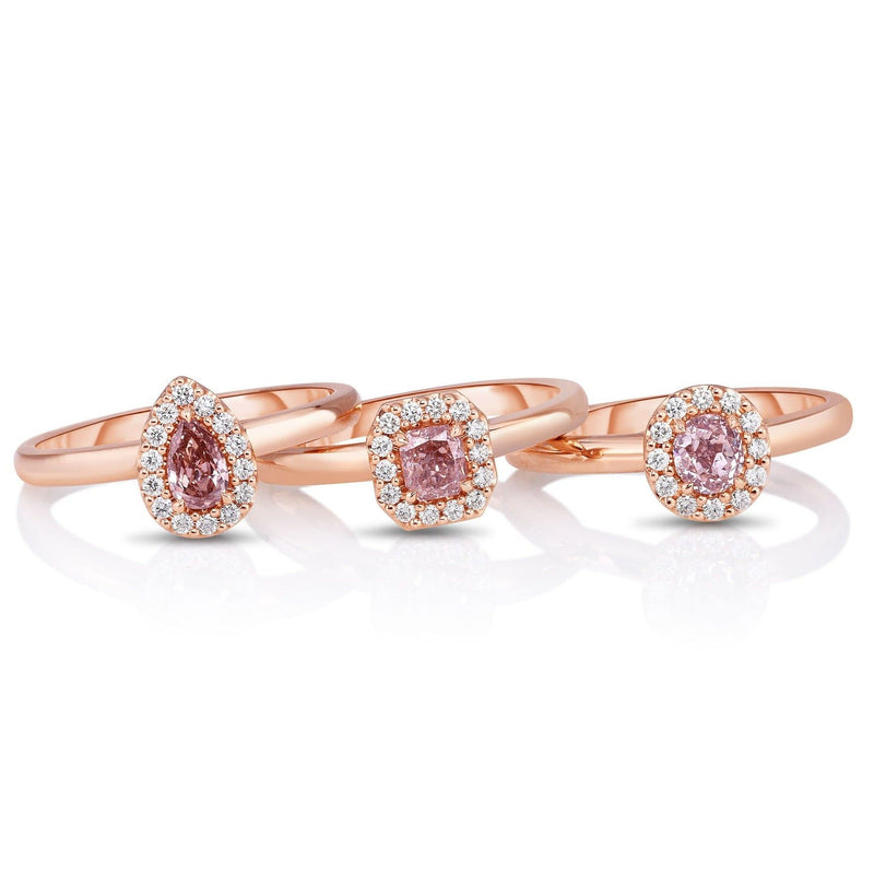 Rose Gold Halo Stackable Rings - Malka