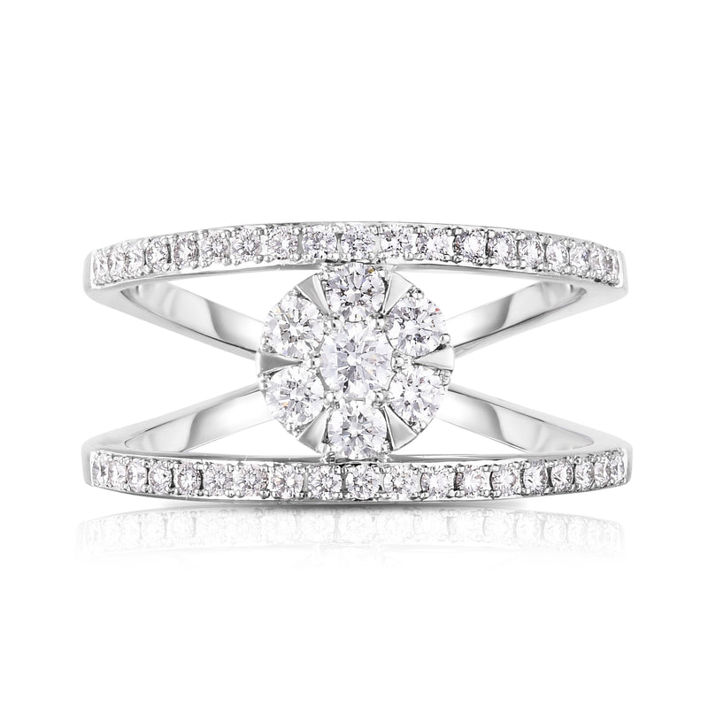 Flower Diamond Wide Split-Shank Ring - Malka