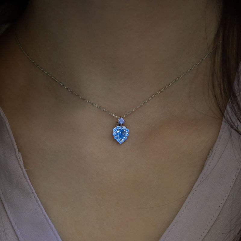 Radiant and Heart Shape Halo Diamond Drop Pendant - Malka